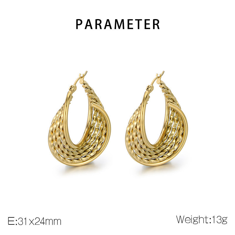 Nova Contemporary Stainless Steel Earrings — 18K Gold PVD — FOG-ER-0158-GD