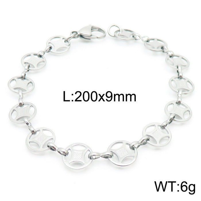 Cleo Modern Stainless Steel Bracelet — Polished Steel — FOG-BR-0111-ST