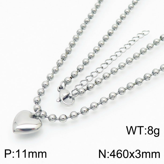 Mira Statement Stainless Steel Necklace — Polished Steel — FOG-NK-0073-ST
