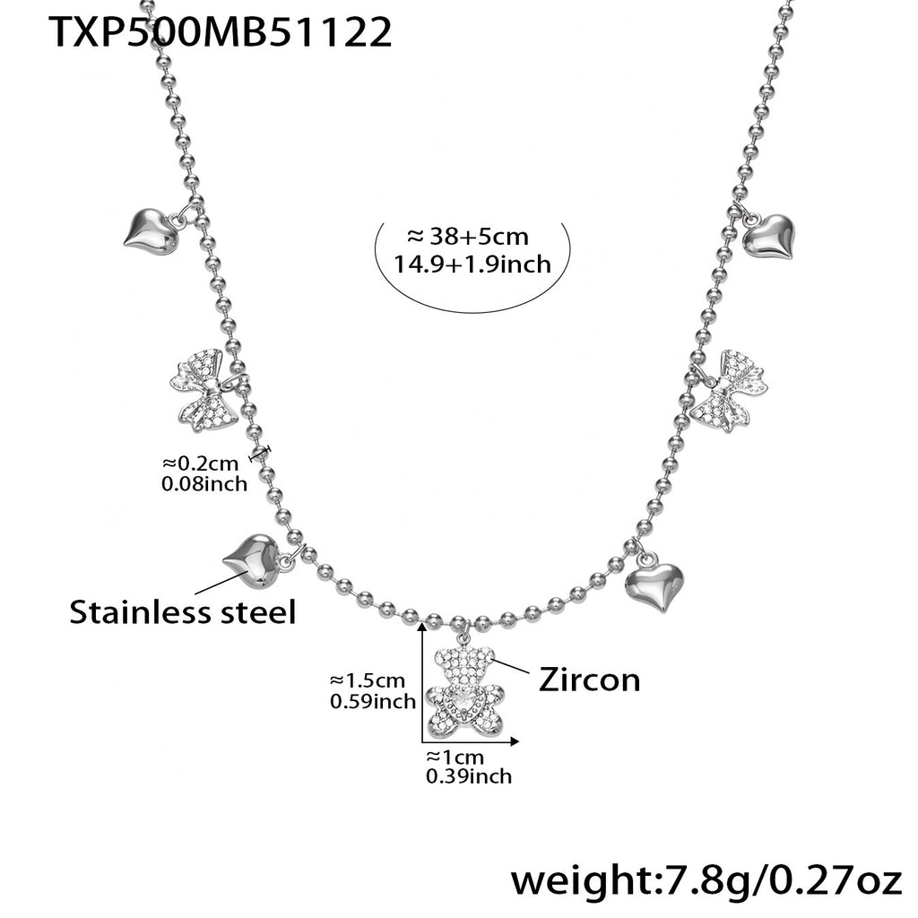 Nola Statement Stainless Steel Necklace — Polished Steel — FOG-NK-0515-ST