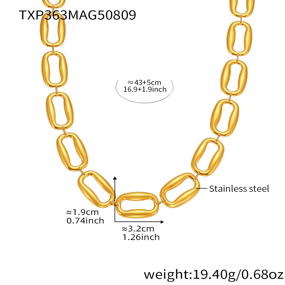 Elara Sculptural Stainless Steel Necklace — 18K Gold PVD — FOG-NK-0522-GD