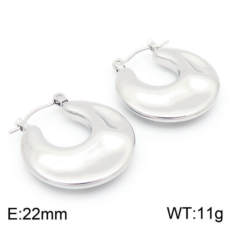 Iris Polished Stainless Steel Earrings — Polished Steel — FOG-ER-0125-ST