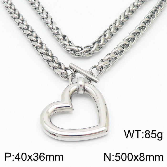 Maris Sculptural Stainless Steel Necklace — Polished Steel — FOG-NK-0037-ST