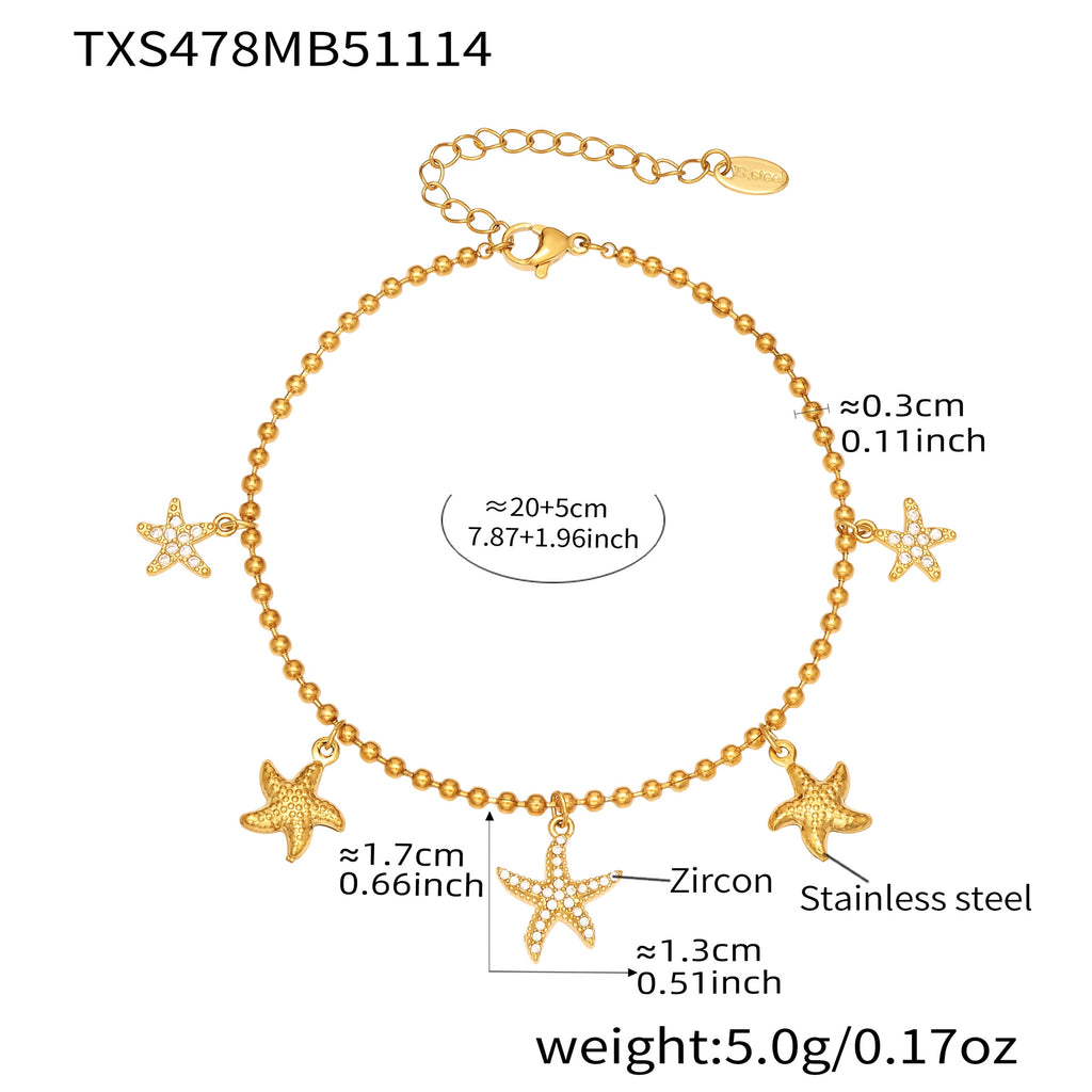 Iris Polished Stainless Steel Anklet — 18K Gold PVD — FOG-AN-0512-GD