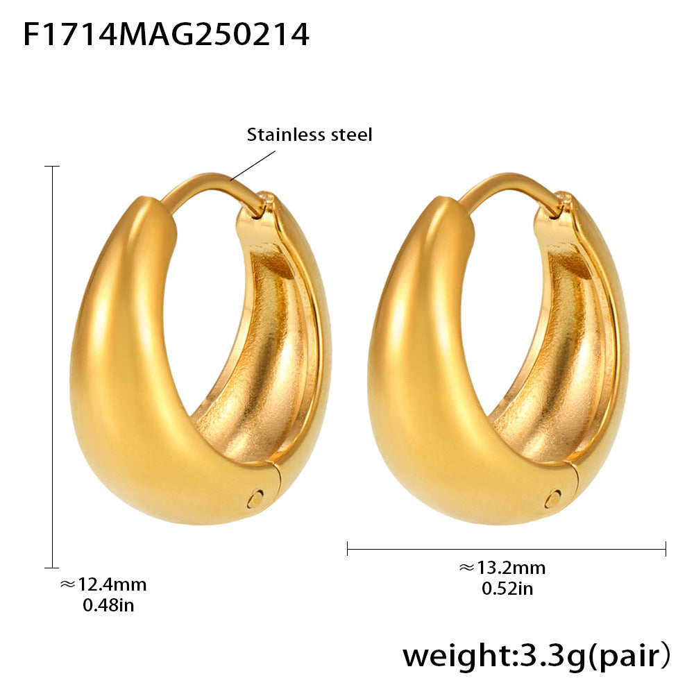 Arden Polished Stainless Steel Earrings — 18K Gold PVD — FOG-ER-0415-GD