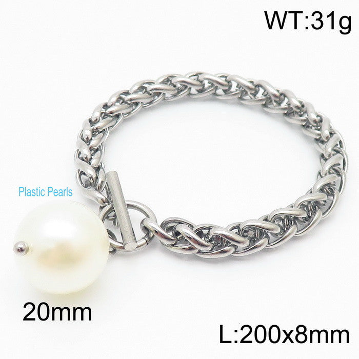 Celia Bold Stainless Steel Bracelet — Polished Steel — FOG-BR-0039-ST
