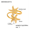 Starfish Stainless Steel Ring — 18K Gold PVD — FOG-RG-0097-GD