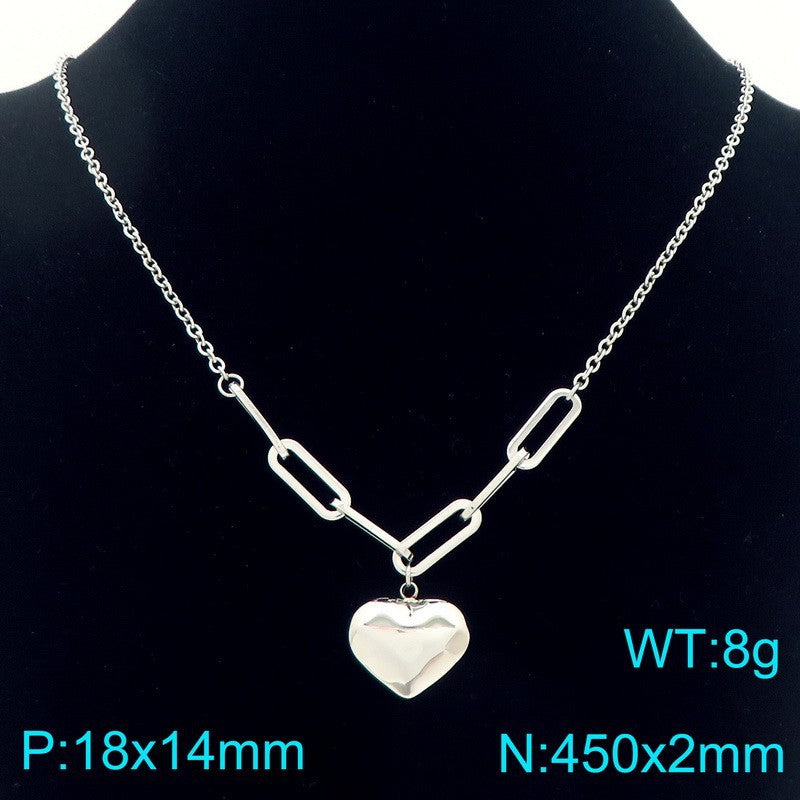 Celia Modern Stainless Steel Necklace — Polished Steel — FOG-NK-0092-ST
