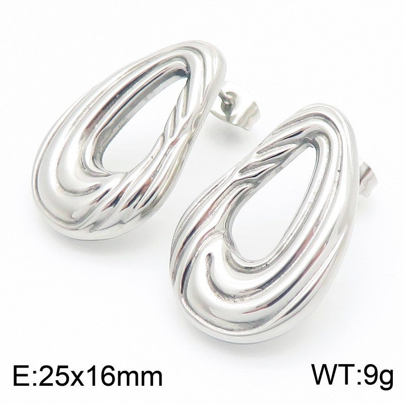 Mira Bold Stainless Steel Earrings — Polished Steel — FOG-ER-0146-ST