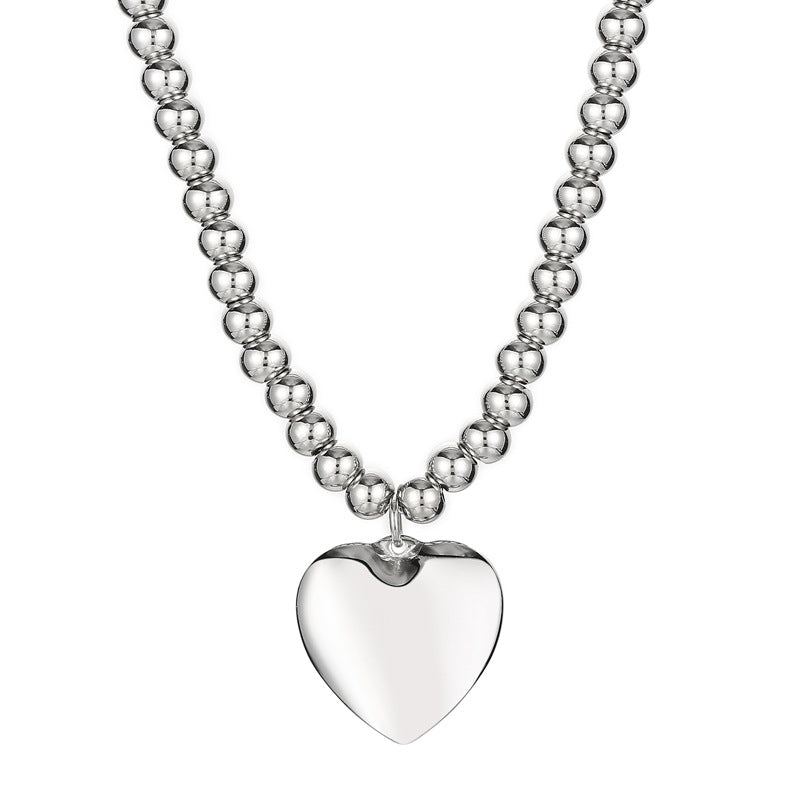 Luna Contemporary Stainless Steel Necklace — Polished Steel — FOG-NK-0074-ST