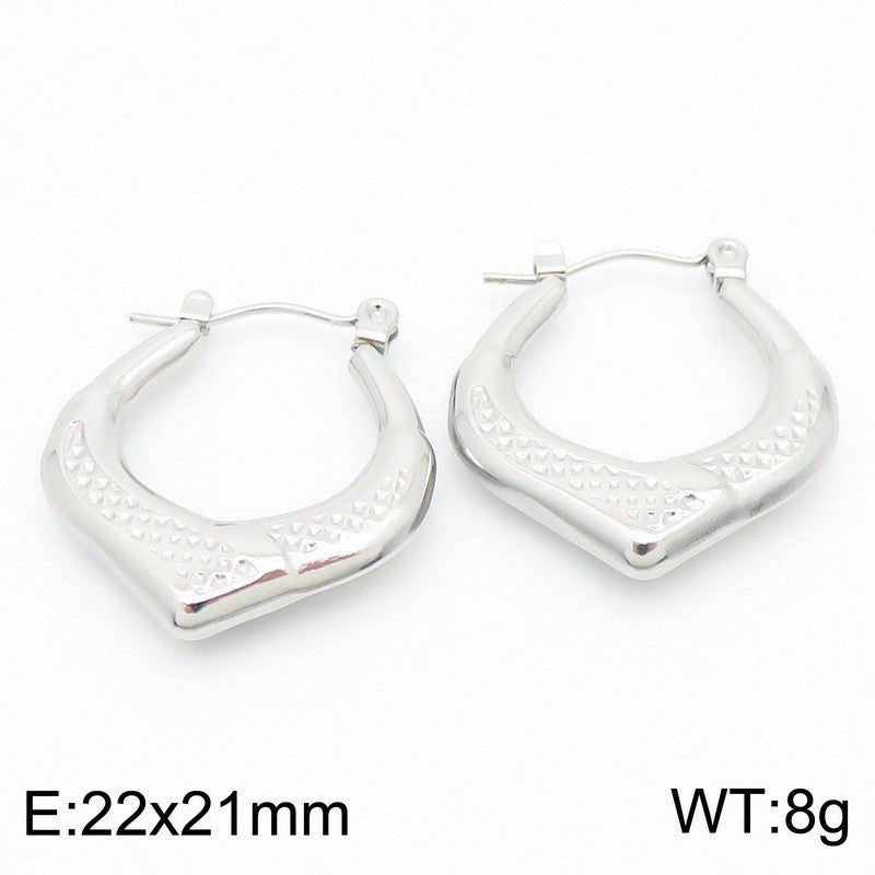 Aurelia Statement Stainless Steel Earrings — Polished Steel — FOG-ER-0131-ST