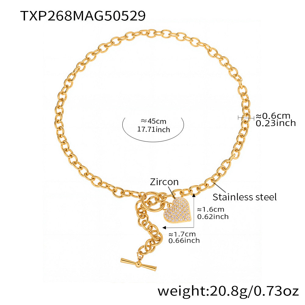 Heart Stainless Steel Necklace — 18K Gold PVD — FOG-NK-0599-GD