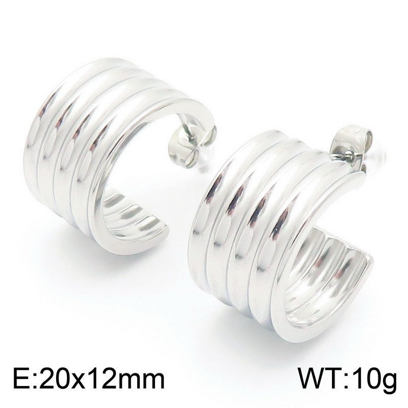 Iris Bold Stainless Steel Earrings — Polished Steel — FOG-ER-0127-ST