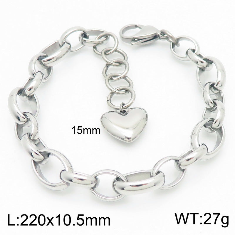 Cleo Minimalist Stainless Steel Bracelet — Polished Steel — FOG-BR-0118-ST