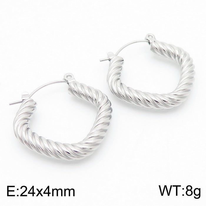 Cleo Statement Stainless Steel Earrings — Polished Steel — FOG-ER-0157-ST