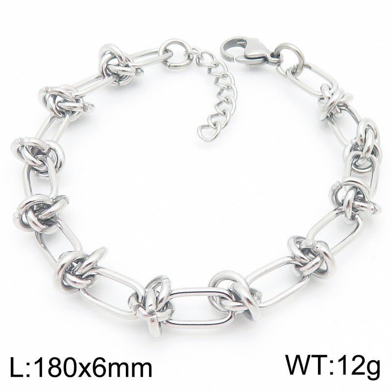 Cleo Contemporary Stainless Steel Bracelet — Polished Steel — FOG-BR-0071-ST
