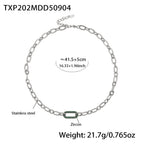 Pavé Crystal Stainless Steel Necklace — Polished Steel — FOG-NK-0616-ST
