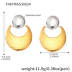 Crescent Stainless Steel Earrings — 18K Gold PVD — FOG-ER-0400-GD