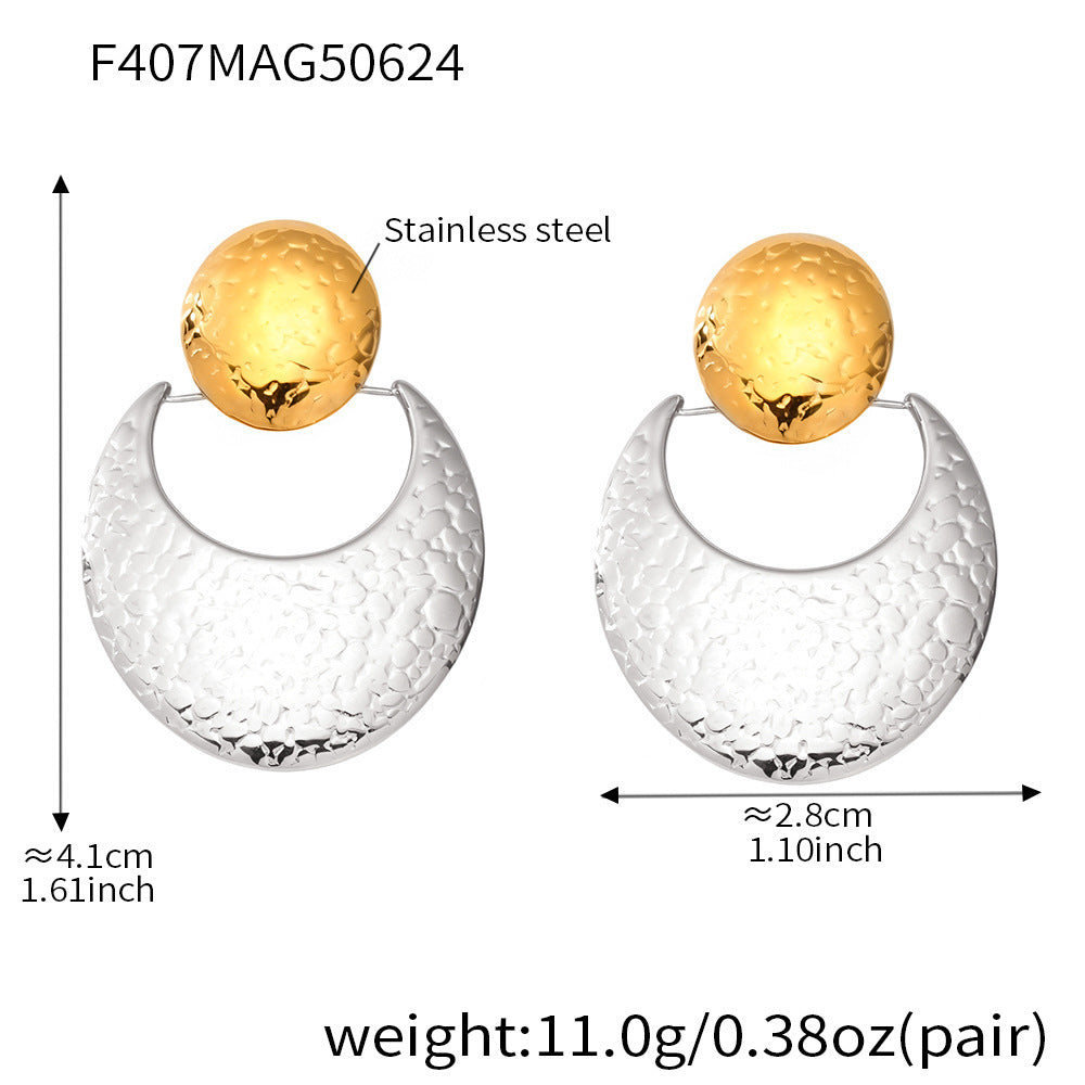 Crescent Stainless Steel Earrings — 18K Gold PVD — FOG-ER-0402-GD