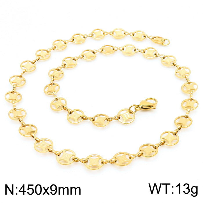 Elara Minimalist Stainless Steel Necklace — 18K Gold PVD — FOG-NK-0111-GD