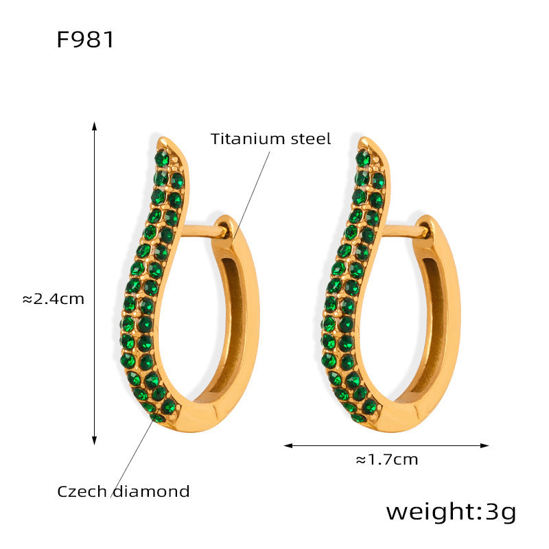 Pavé Crystal Stainless Steel Earrings — 18K Gold PVD — FOG-ER-0452-GD