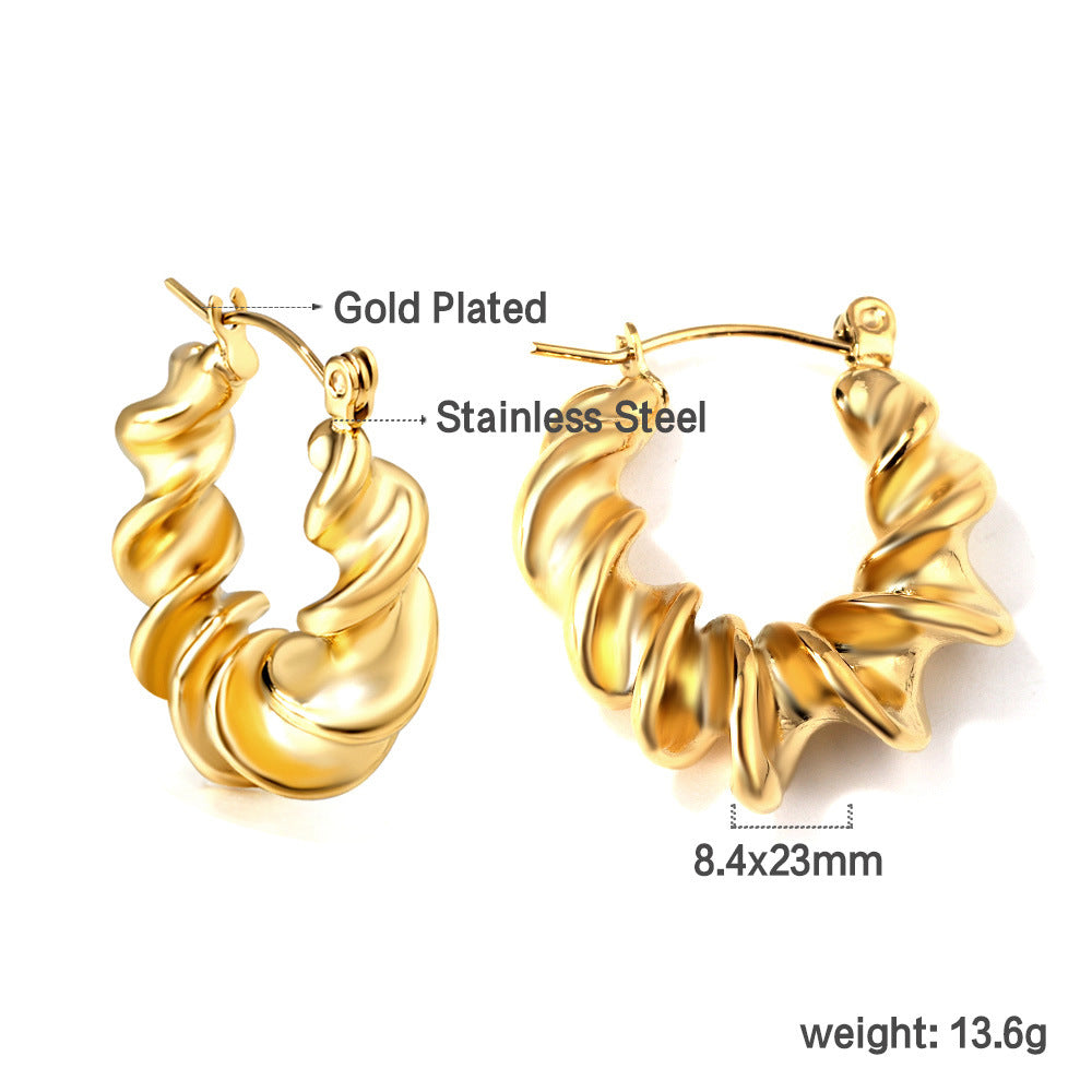 Liora Polished Stainless Steel Jewelry — 18K Gold PVD — FOG-OT-0345-GD