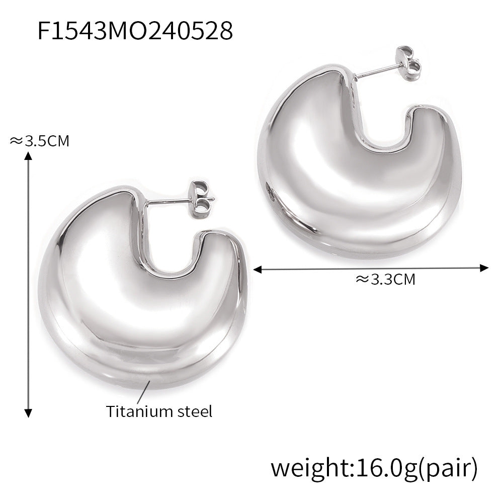Mira Bold Stainless Steel Earrings — Polished Steel — FOG-ER-0440-ST