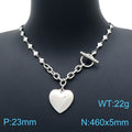 Heart Stainless Steel Necklace — Polished Steel — FOG-NK-0003-ST