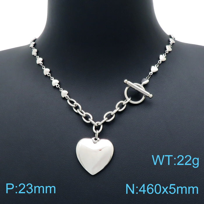 Heart Stainless Steel Necklace — Polished Steel — FOG-NK-0003-ST