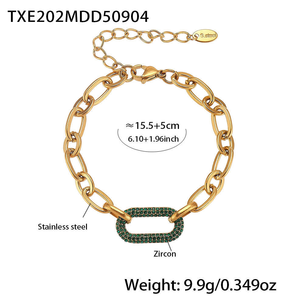 Pavé Crystal Stainless Steel Bracelet — 18K Gold PVD — FOG-BR-0617-GD