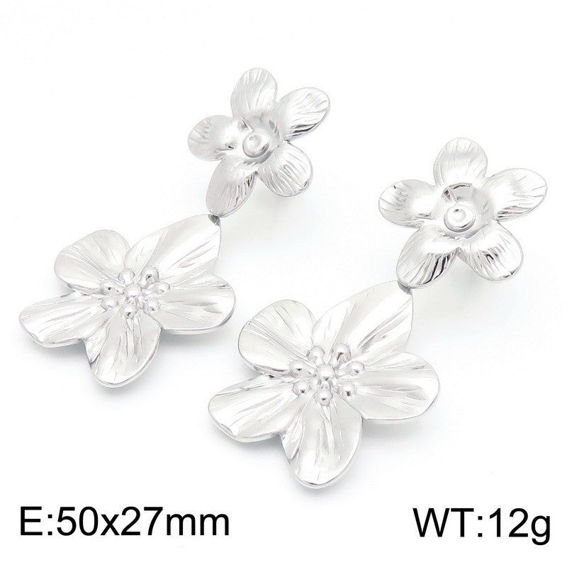 Celia Statement Stainless Steel Earrings — Polished Steel — FOG-ER-0156-ST