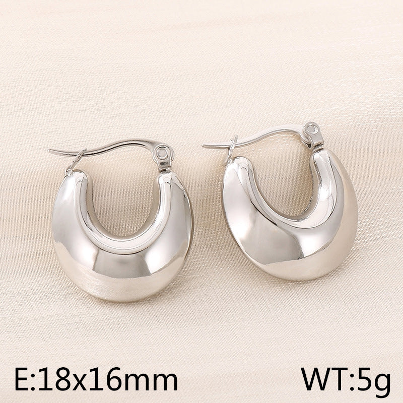 Selene Statement Stainless Steel Earrings — Polished Steel — FOG-ER-0161-ST