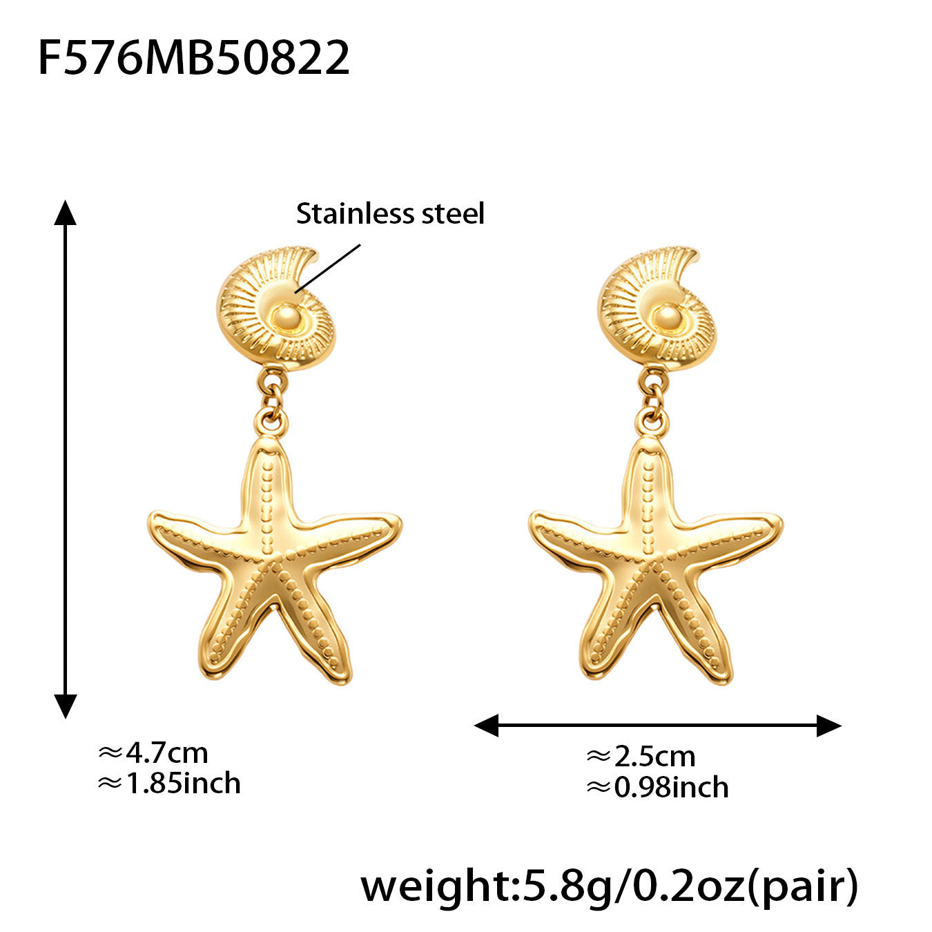 Aurelia Modern Stainless Steel Earrings — 18K Gold PVD — FOG-ER-0475-GD