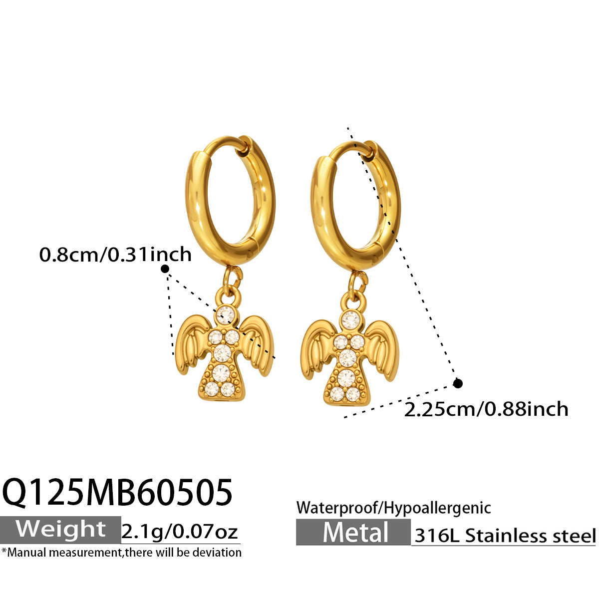 Luna Statement Stainless Steel Earrings — 18K Gold PVD — FOG-ER-0458-GD