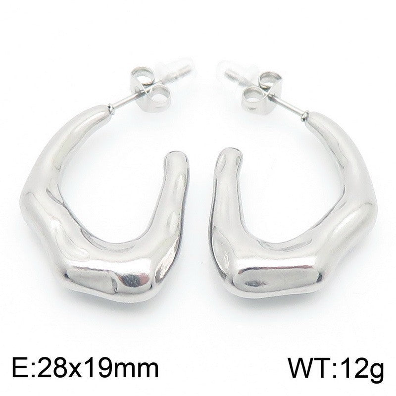 Nova Organic Stainless Steel Earrings — Polished Steel — FOG-ER-0136-ST