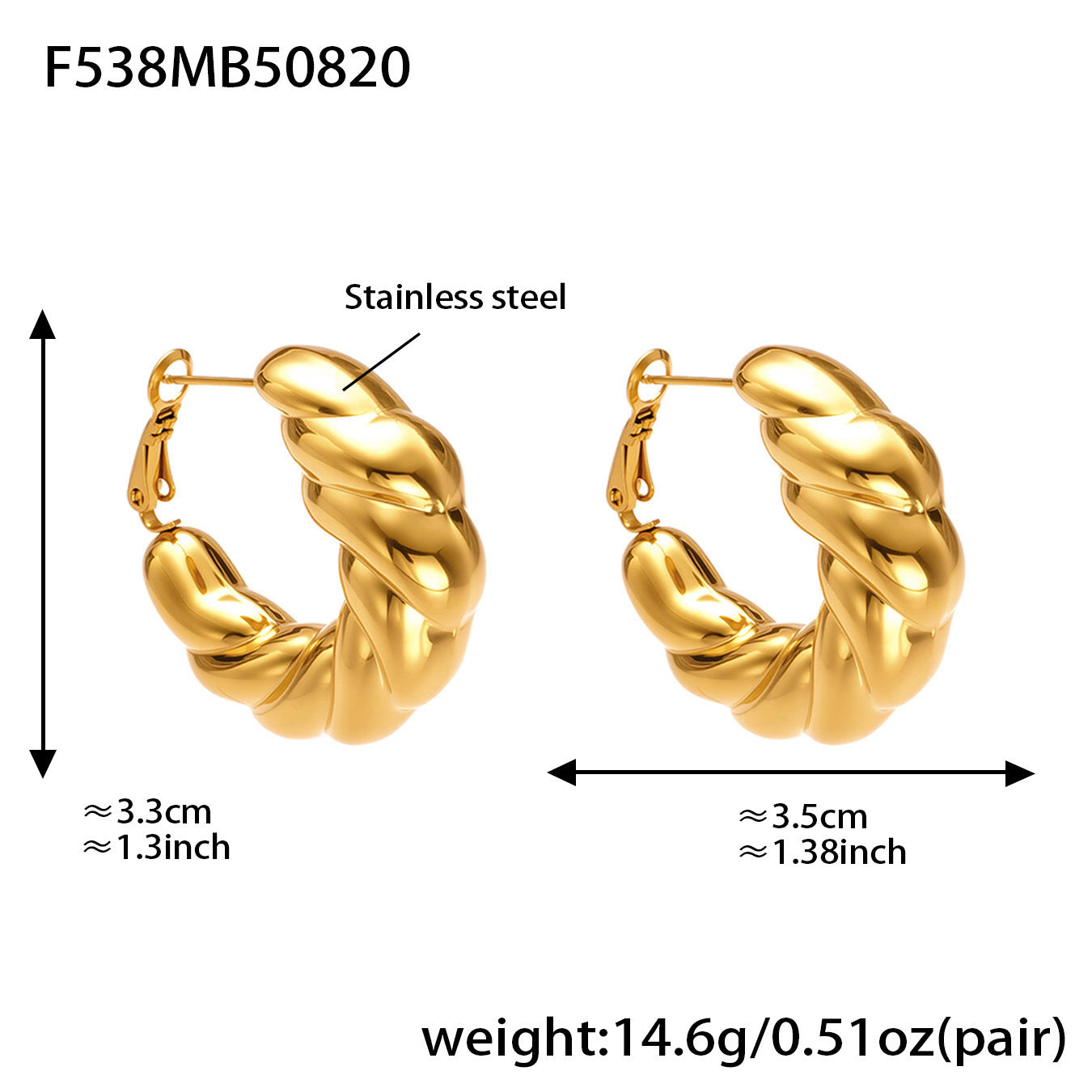 Mira Bold Stainless Steel Earrings — 18K Gold PVD — FOG-ER-0470-GD