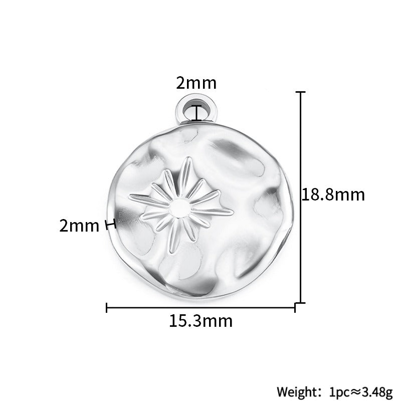 Celestial Star Stainless Steel Charm — Polished Steel — FOG-CH-0015-ST