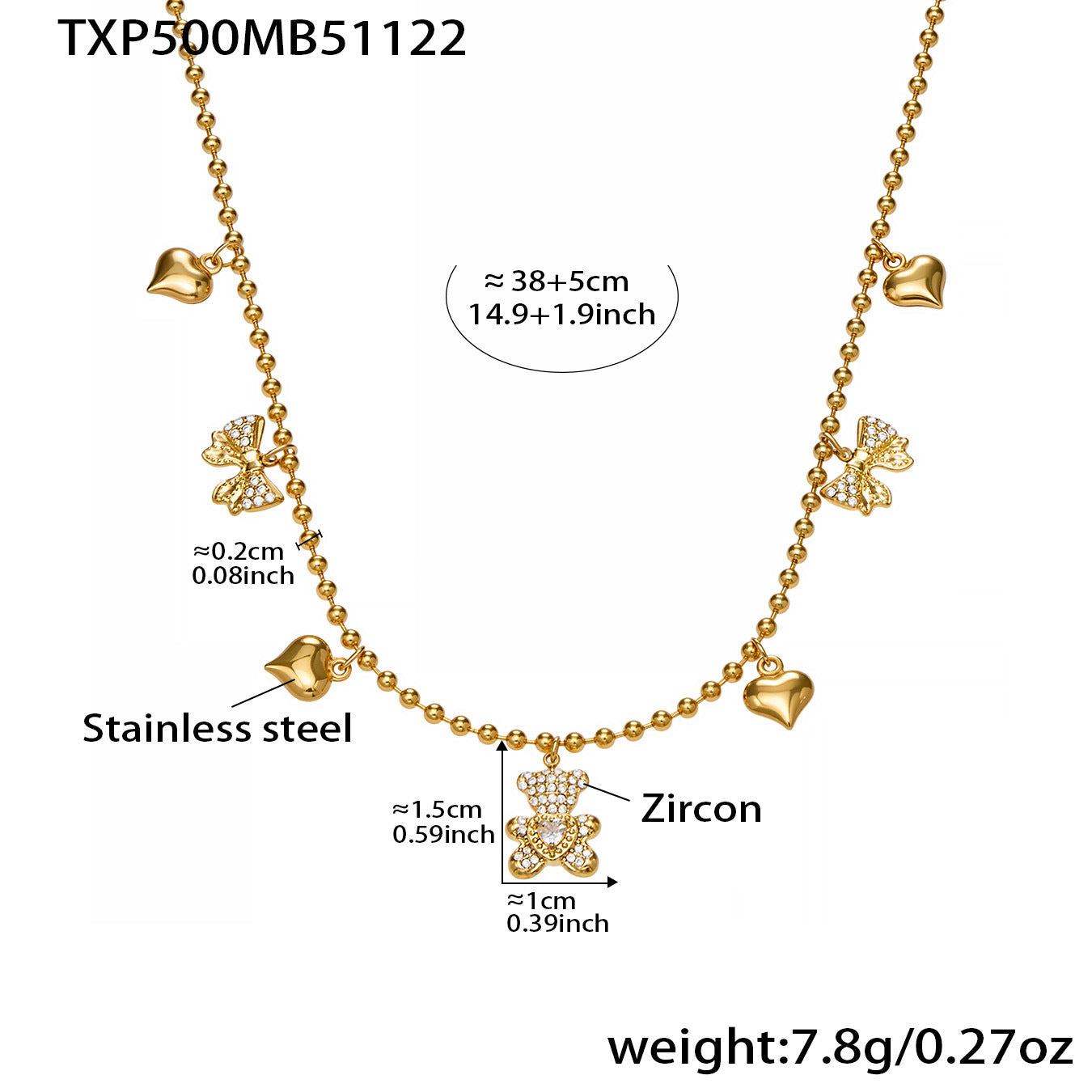 Nola Statement Stainless Steel Necklace — 18K Gold PVD — FOG-NK-0514-GD