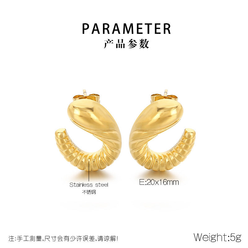 Selene Statement Stainless Steel Earrings — 18K Gold PVD — FOG-ER-0152-GD