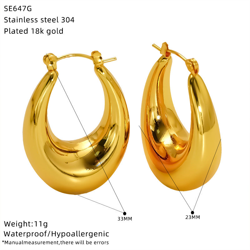 Nola Sculptural Stainless Steel Jewelry — 18K Gold PVD — FOG-OT-0335-GD