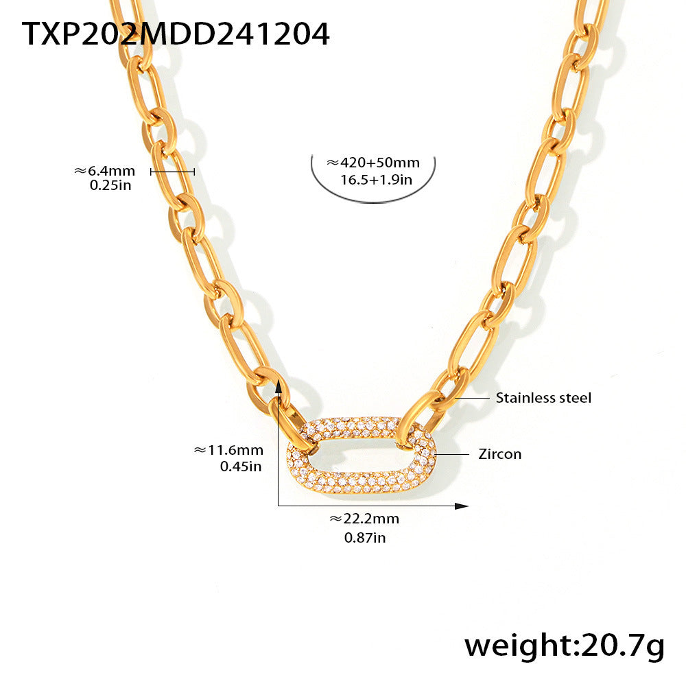 Pavé Crystal Stainless Steel Necklace — 18K Gold PVD — FOG-NK-0613-GD