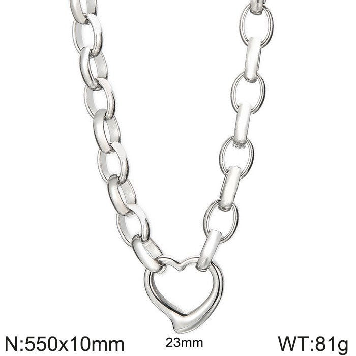 Celia Statement Stainless Steel Necklace — Polished Steel — FOG-NK-0058-ST