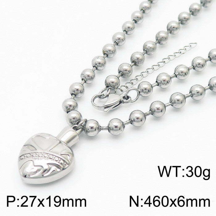 Maris Statement Stainless Steel Necklace — Polished Steel — FOG-NK-0040-ST