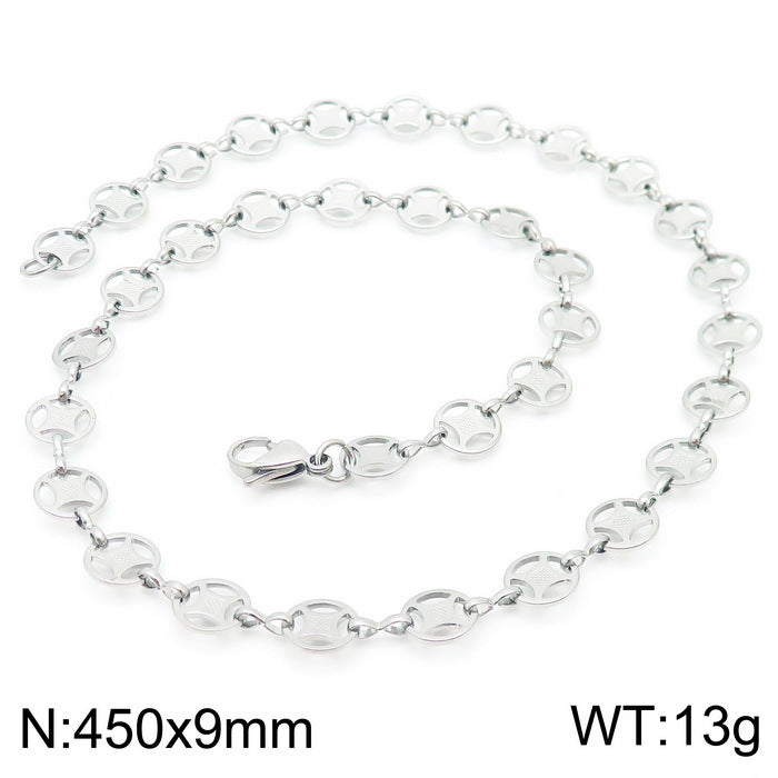 Elara Minimalist Stainless Steel Necklace — Polished Steel — FOG-NK-0111-ST