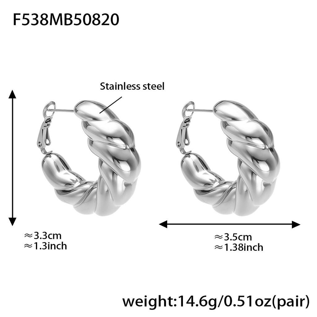 Mira Bold Stainless Steel Earrings — Polished Steel — FOG-ER-0471-ST