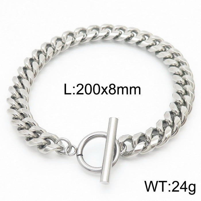 Aurelia Bold Stainless Steel Bracelet — Polished Steel — FOG-BR-0025-ST
