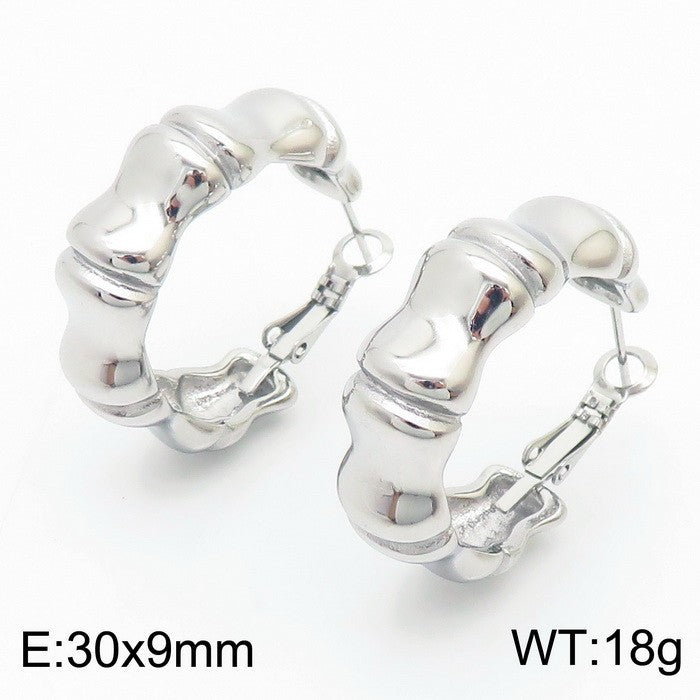 Selene Contemporary Stainless Steel Earrings — Polished Steel — FOG-ER-0159-ST