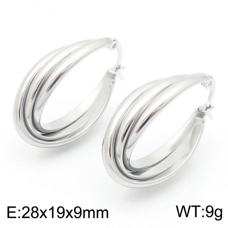 Arden Statement Stainless Steel Earrings — Polished Steel — FOG-ER-0133-ST