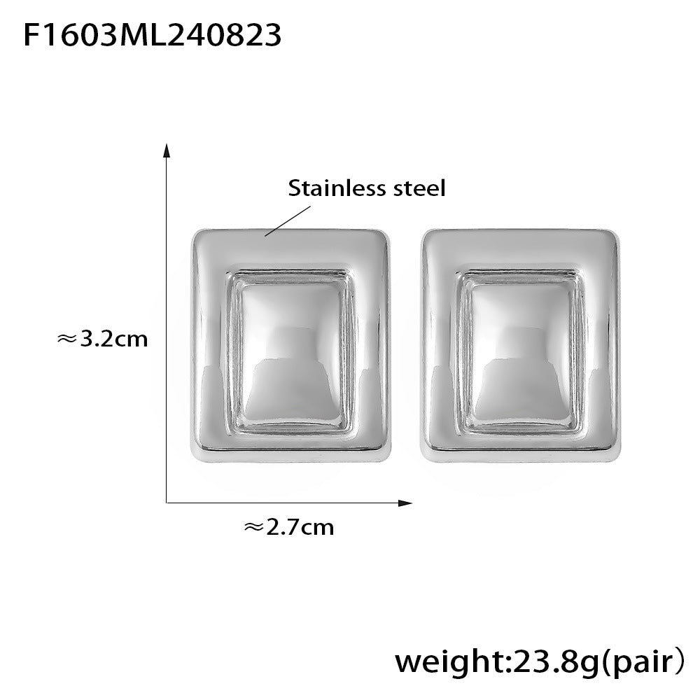 Liora Contemporary Stainless Steel Earrings — Polished Steel — FOG-ER-0437-ST