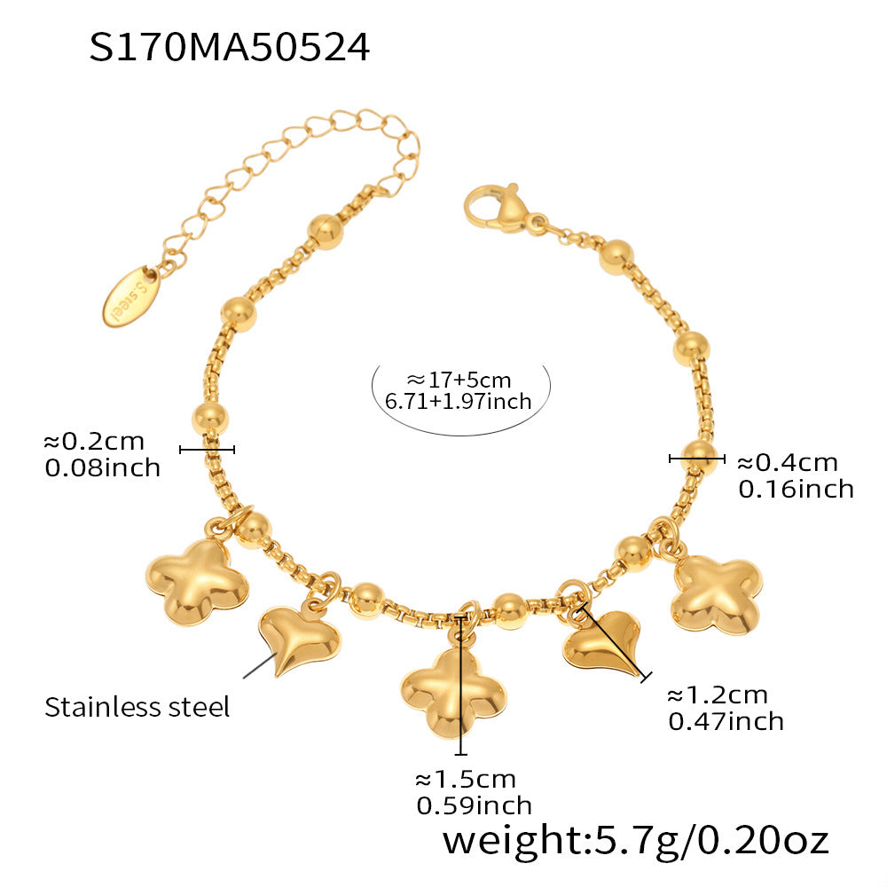 Nova Polished Stainless Steel Anklet — 18K Gold PVD — FOG-AN-0552-GD